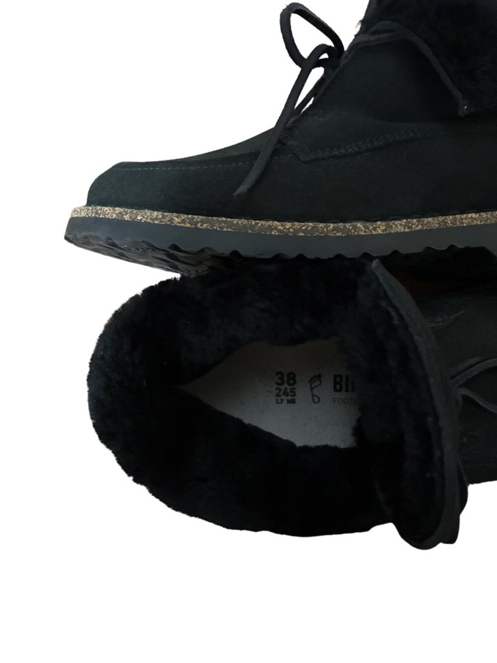 Birkenstock Bakki Black Suede Shearling Lined Ankle Boots EU 38 US 7 Winter/Fall - Picture 4 of 7